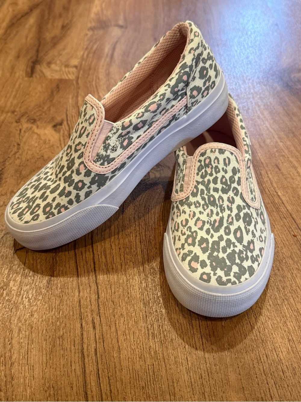 DC Kids Slip-On Sneakers in Pink and Gray Leopard Print
